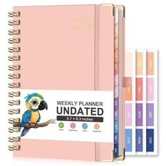 RETTACY Undated Planner, Weekly and Monthly, 53 Weeks and 12 Months, Medium S…
