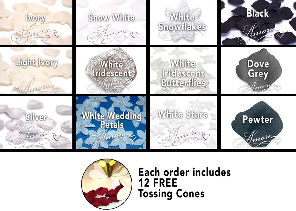 Silk Rose Petals 3000 Whites, Black, Grays