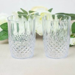 6 pcs 16 oz Crystal Cut Plastic Drinking Glasses Party Events Home Decorations