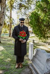 Wcro Artificial Cemetery Flowers,2 Sets Rose Flowers with Red