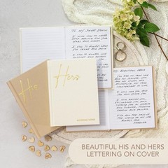 Elegant Linen Wedding Vow Books His and Hers with Gold Foil Lettering Ample