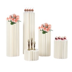 Cardboard Flowers Stand 110lbs-Load Cylinder Flower Stand 5pcs for Wedding/Party