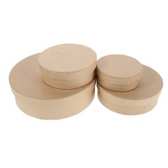 4pcs Round Kraft Paper Box Crafts Paper Containers with Lids Empty Nesting