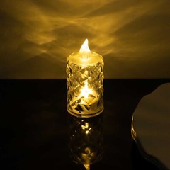 12 CLEAR 3″ Flameless Battery Operated LED Tealight CANDLES Diamond Design Home