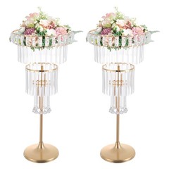 4-Tier Wedding Flower Stand Gold Acrylic Wedding Centerpieces Vases Table Decor