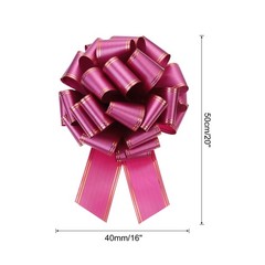 16 Inch Large Pull Bow Metallic Car Ribbon with Gold Edge Wine Red