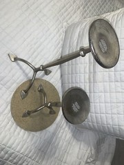 West Elm Set/2 WROUGHT ALUMINUM CANDLE STAND CANDLE HOLDER PILLER 18.5” & 12”