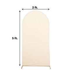 5 ft BEIGE Matte Fitted Spandex Round Top Arch Backdrop STAND COVER Party