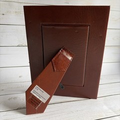 Pre-owned Huntley Leather Pet Dog Picture Frame w/Silver Bone Accent Excellent