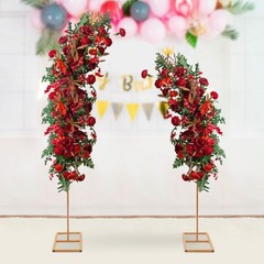 2PCS Gold Wedding Stand, 8ft & 6ft Wedding Archs, Balloon Flower Backdrop Stands
