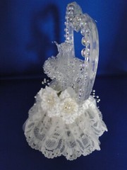 New Elegant Wedding Blown Glass with Heart, birdbath and birds Caketop #46