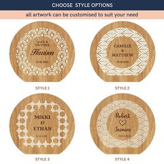 Personalised Laser Cut Wooden Wedding Card Wishing Box – Round