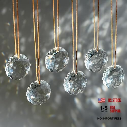 1.8in Clear Crystal Glass Prisms 6pcs Crystal Hanging Ornaments for Flower