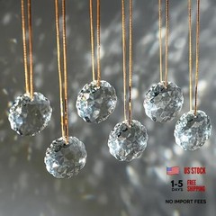 1.8in Clear Crystal Glass Prisms 6pcs Crystal Hanging Ornaments for Flower