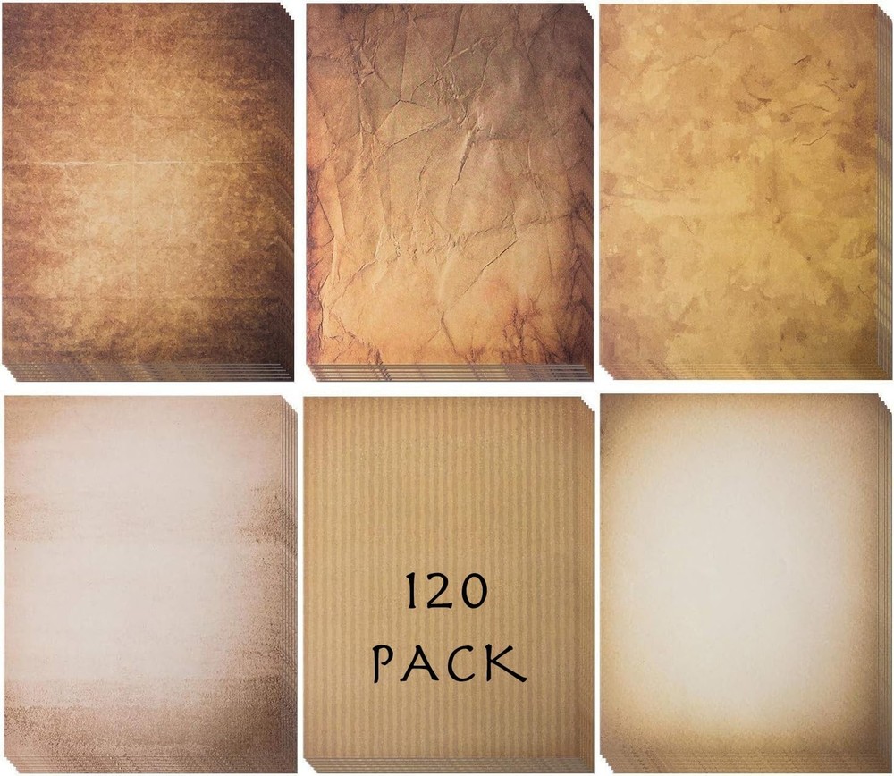 120 Aged Paper – Antique Looking Vintage 8.5 x 11 inches, 120 AGED PAPER