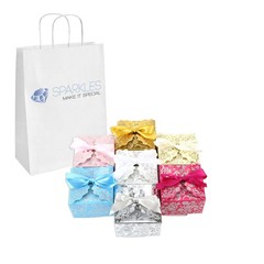 50 Black Silver Medium Ribbon Wedding Favor Gift Boxes Party Event Candy Box