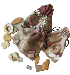 100 x 3″ x 3″ inches Recycled Indian sari fabric drawstring pouches, gift bags.