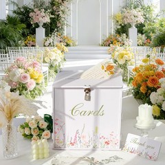 White Wedding Card Box With Lock PVC Gift Money Reception Decor Anniversary
