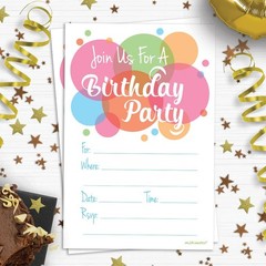 Happy Dot Birthday Party Invitations – Fill In Style (20 Count) With Envelopes
