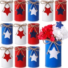 12 Pcs Memorial Day Table Centerpieces Patriotic Vases Red White and Blue Dec…