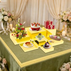 7PCS Gold & Clear Acrylic Cake Risers, Cupcake Buffet Display Stands for Party