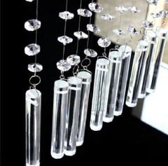 12pcs/lot 14*100mm Clear Octagonal Glass Stick Bar Hanging Accessories Pendant