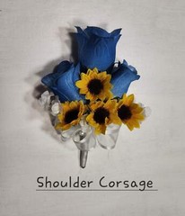 Dusty Blue White Rose Sunflower Bridal Wedding Bouquet Accessories