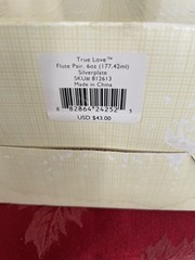 Lenox True Love Silver Plated Champagne Flute Pair 6oz Hearts Wedding Glasses