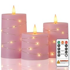 Easter Pink Flameless Candles with Remote Timer, Flickering Battery 3pcs-Pink