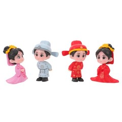 4Pcs Reusable Bride and Groom Figurines Wedding Cake Toppers Assorted Color