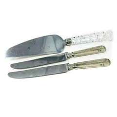 3 Pcs Godinger Crystal Handle Spatula and Pie/Cake Serving Knife Set