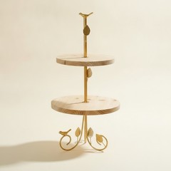 Double-Level Dessert Stand Decorative Dessert Stand Featuring Wooden Shelves