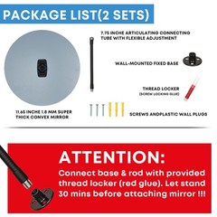 Frameless 11.65″ Acrylic Convex Mirror – Adjustable Wide Angle Indoor Security,