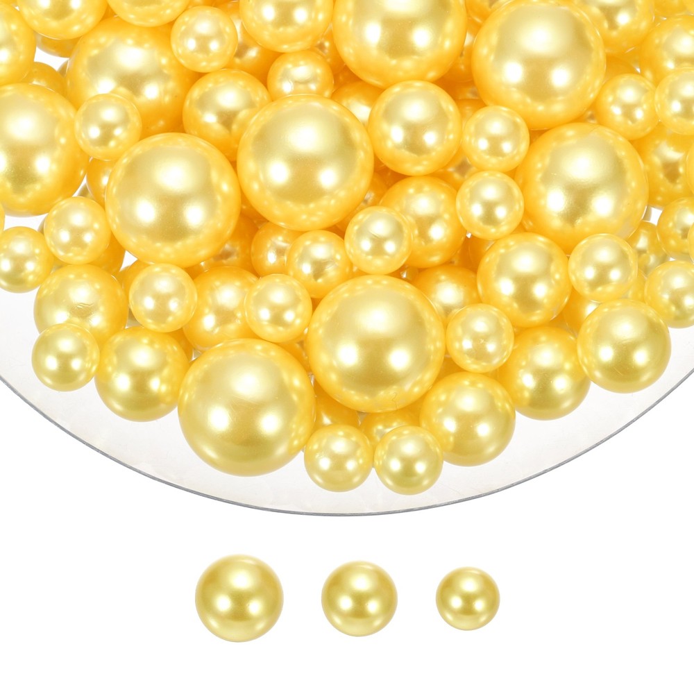 200 Pcs Pearl Bead for Vase Filler, 20/14/10mm Floating Beads(Yellow)
