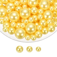 200 Pcs Pearl Bead for Vase Filler, 20/14/10mm Floating Beads(Yellow)