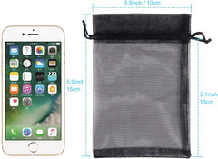 Organza Bags 4X6,100Pcs Black Organza Mesh Fruit Protection Bags Jewelry Pouches