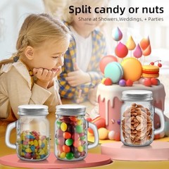 2 Pcs clear 4 oz Mini Mason Jar Mugs Mason Jar Mugs with Handles and Lids