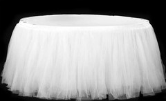 Sweetheart Table Linen Set – White Underskirt + Layered Tulle Skirt