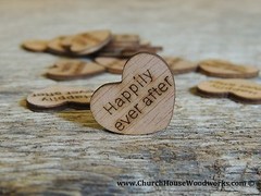 100 qty 1″ Happily ever after Wood Hearts Table Confetti Wooden Wedding Decor