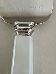 Vintage Sheffield England Cake Knife & Server Set White Pearl Handle Wedding