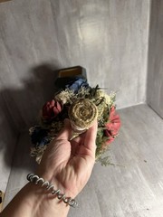 Rustic Sola Wood Flower Bouquet Cream Navy Burgundy Flowers Z1