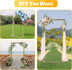 7Ft Square Wedding Arch Backdrop Stand, Wooden Wedding Arch Garden Arbor, Weddin
