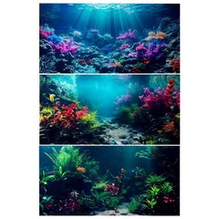 COMSUN 3 Pack Aquarium Background, 24×12 inches Polyester Aquarium Background…