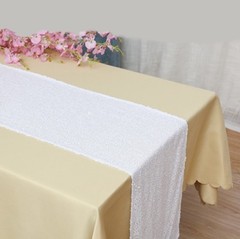 white glitter sequin table runner wedding anniversary birthday cake table decor