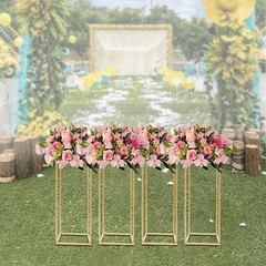 Gold Metal Flower Stand Rectangular Rack For Wedding Table Centerpieces Decor