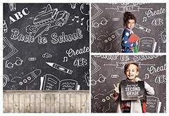 Laeacco 3x5ft Back to School Backdrop Vintage Wood Floor Rustic Blackboard Ph…