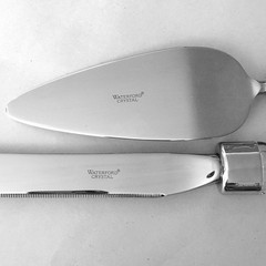 Waterford Wedding Cake Knife and Server Set Crystal Handles Serrated Knife
