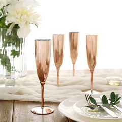 Blush Premium Metallic Plastic 5 oz Champagne Flutes Disposable Party Wedding