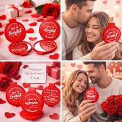Set of 64 Red Mini Compact Mirrors for Women – Inspirational Small Gifts