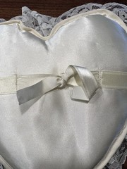 Off-White Heart Shaped Ring Bearer Pillow Hand Made 1996 Vintage